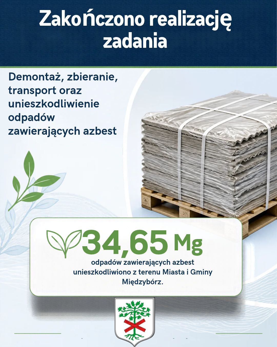 Usuwanie azbestu z&nbsp;Gminy Międzyb&oacute;rz