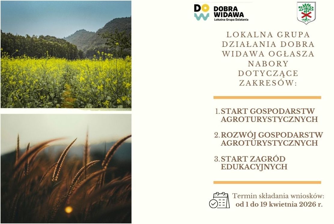 Obrazek przedstawia kłosy zb&oacute;ż oraz&nbsp;informację o&nbsp;naborach do LGD