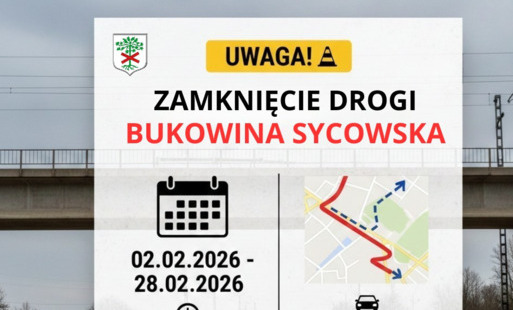 Zdjęcie do KOMUNIKAT: Czasowa zmiana organizacji ruchu w Bukowinie Sycowskiej ( luty 2026r. ) 