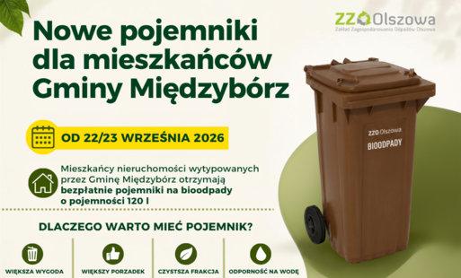 Bezpłatne pojemniki na bioodpady dla mieszkańców Gminy Międzybórz!