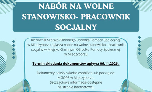 Nabór na wolne stanowisko- praownik socjalny